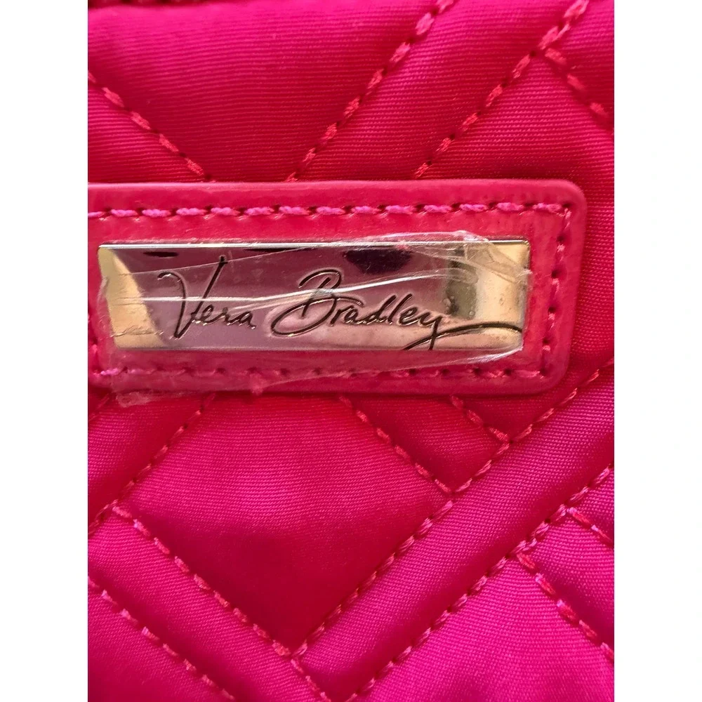 Vera Bradley Trimmed Trapeze Satchel Fuchsia Pink Quilted Nylon Bag
